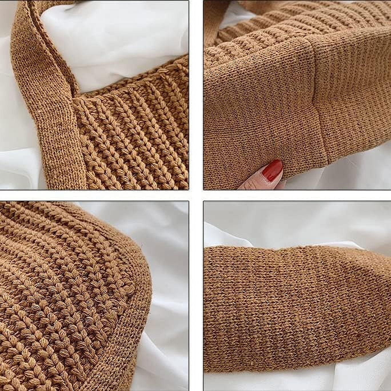 Kukuzhu Large Crochet Tote Bag for Women Casual Hobo Bag Shoulder Bag Retro Knitted Purses Handbag Beach Travel Tote Bag