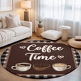 thumbnail image 2 of Round Rugs 5Ft, Coffee Time Round Area Rug Washable Indoor Throw Carpet, Vintage Farmhouse Coffee Beans Black Plaid Soft Non Slip Circle Rug for Cabinet Bathroom Home Decor Aesthetic, 2 of 8