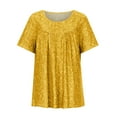 thumbnail image 6 of FAIWAD Womens Round Neck Short Sleeve Tops Print Elegant Pleated Lightweight Pullover Blouse (4X-Large, Yellow2), 6 of 7