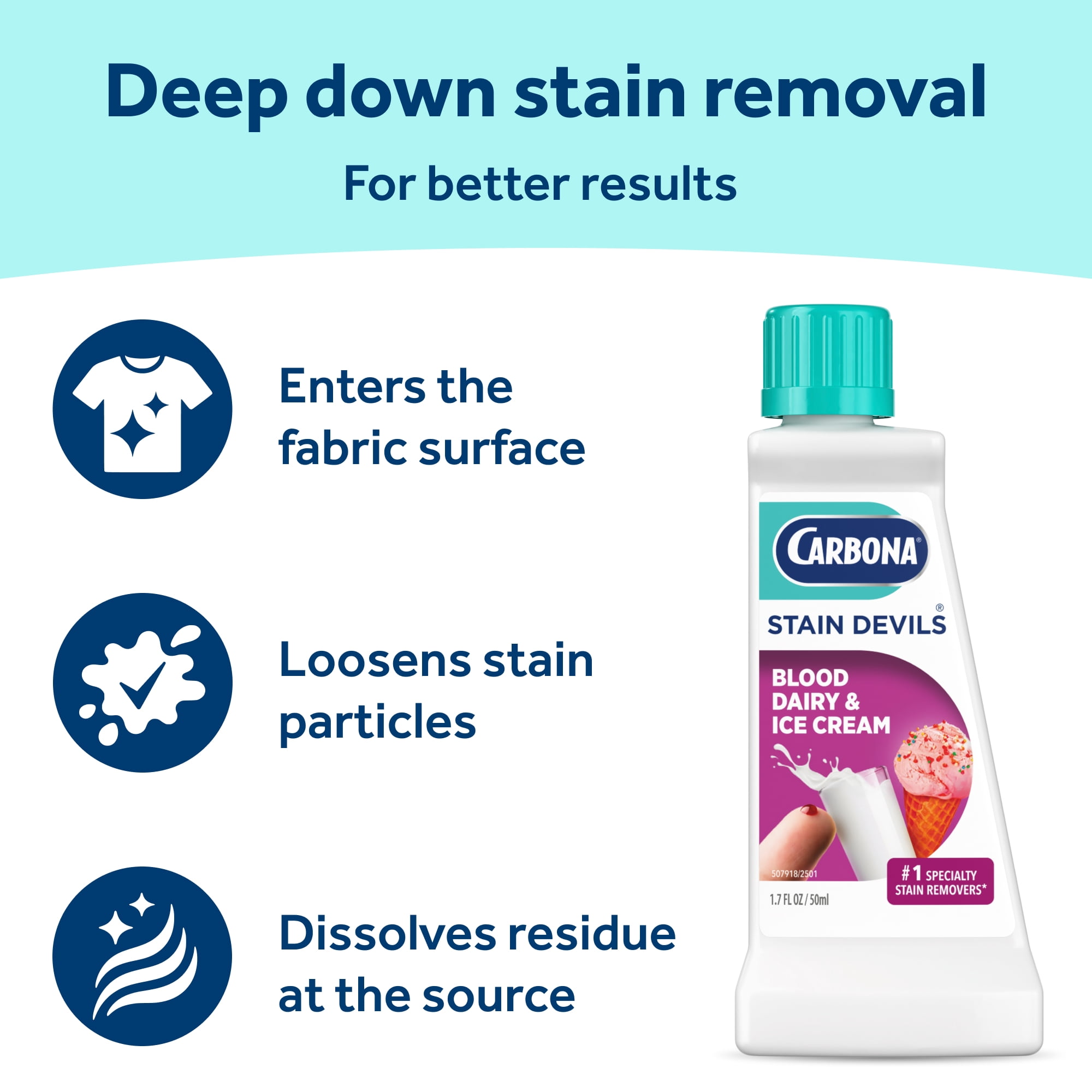 (2 pack) Carbona Stain Devils® #4 | Blood, Dairy & Ice Cream | Professional Strength Laundry Stain Remover | Multi-Fabric Cleaner | Safe On Skin & Washable Fabrics | 1.7 Fl Oz, 1 Pack