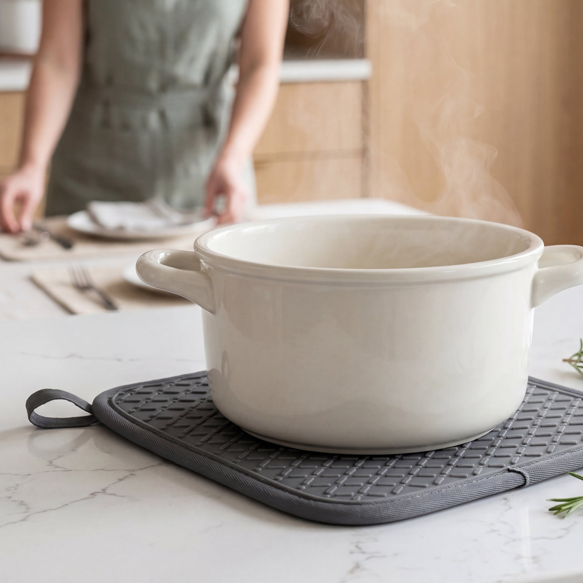 Unique Bargains Pot Holders Heat Resistant Non Slip Hot Pad for Cooking Gray 7.9" x 7.9"