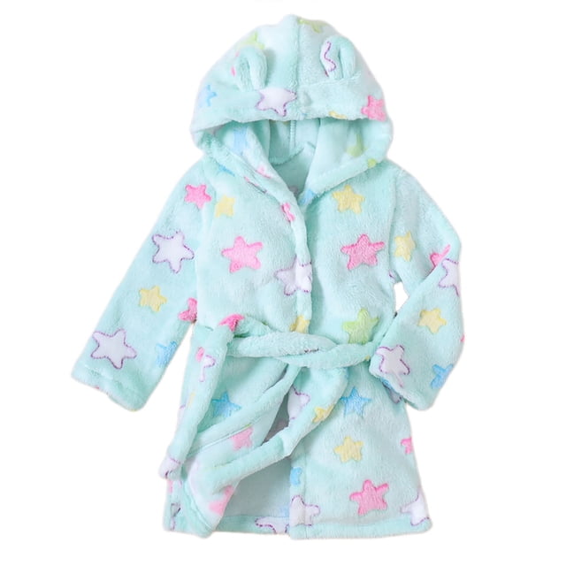 XQYLOS Girls Hooded Bathrobe Spring Soft Plush Robe Kids Spa Robe Dressing Gown Sleepwear 𝖫oungewear Cozy Bath Robe for Toddler Unisex