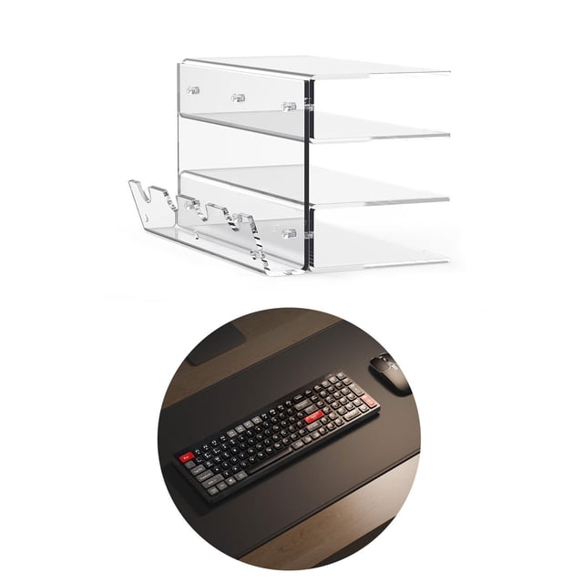 Pantalla de teclado Soporte Acrílico Teclado Organizador de escritorio de la rejilla del mouse del mouse Claro