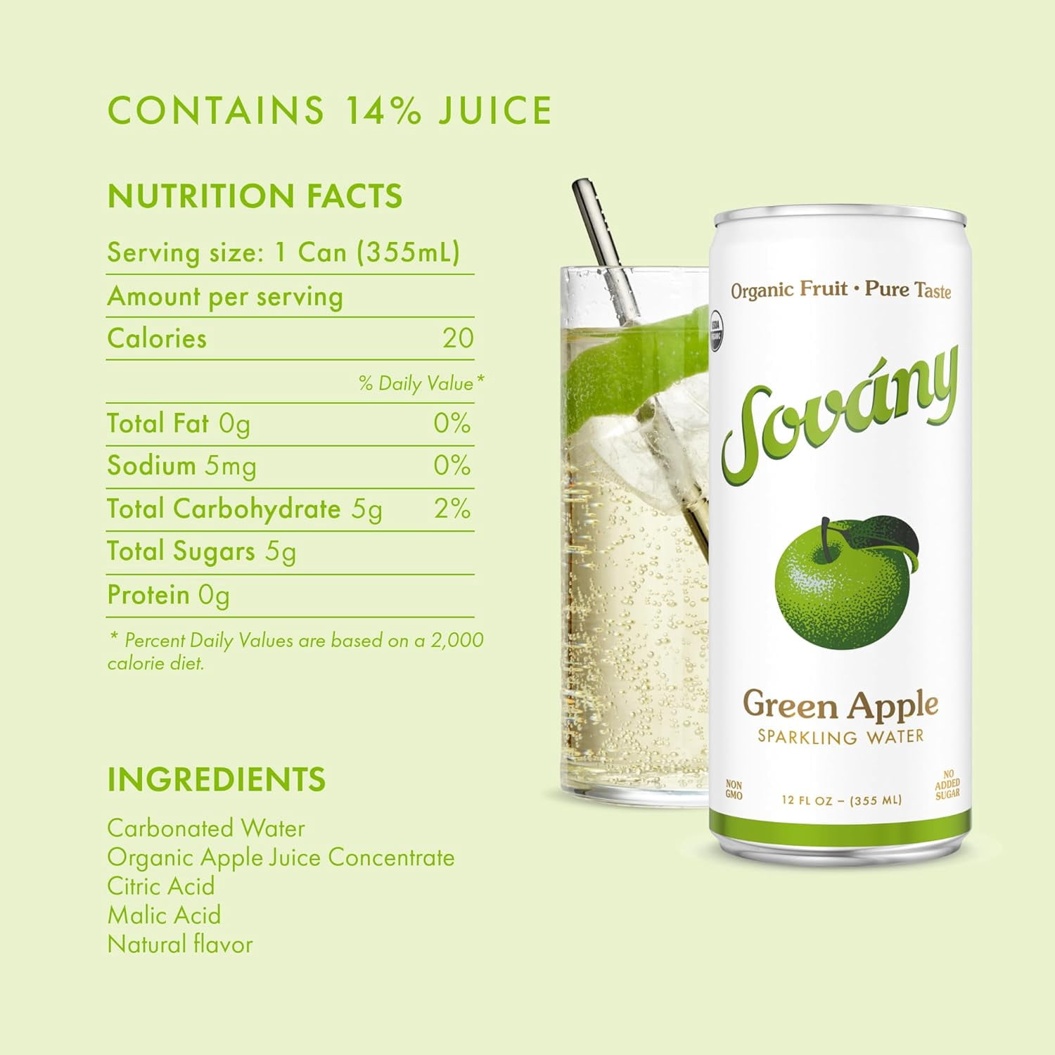 (Pack Of 6) Sovany Water Sparkling Ingenious Apple 4 Pack 48 Fo