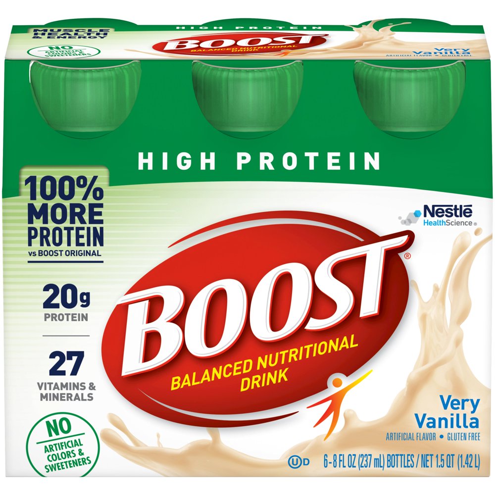 Boost High Protein Very Vanilla Flavor, 8 Ounce Container Bottle Ready