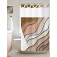 thumbnail image 6 of No Hook Shower Curtain with Snap in Liner, Brown Stripe Abstract Geometric Waterproof Bath Curtain Double Layers with See Through Top Window, Gradient Water Ripple Modern Art Shower Curtains 36x72in, 6 of 9