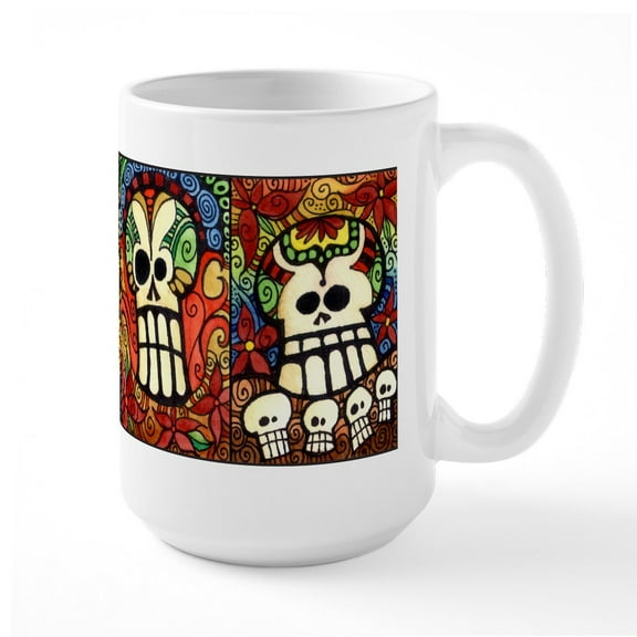 CafePress - Day Of The Dead Sugar Skulls Large Mug - 15 oz Ceramic Large White Novelty Mug