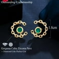 thumbnail image 6 of Yellow Gold Plated Half Round Cuban Link Chain Stud Earrings CZ Fashion Jewelry, 6 of 9