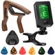 thumbnail image 1 of Set de accesorios para guitarra DOMMI Capo Tuner con púas y soporte, 1 of 9