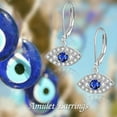 thumbnail image 2 of DOLIOX 925 Sterling Silver Evil Eyes Sunflower Cherry Blossom Greek Star Dangle Earrings Leverback Earrings for Women Birthday Hypoallergenic, 2 of 8