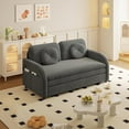 thumbnail image 4 of 52.4'' Pull Out Couch Full-Size, Futon Sofa Bed, Convertible Sleeper Sofa Bed with USB Port, Storage Pockets, 2 Pillows, Modern Chenille Loveseat Couches for Living Room, Small Space, Grey, 4 of 9