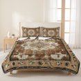 thumbnail image 3 of Full Quilt Set 78''x90'', Brown Boho Lightweight Bedspread Coverlet Set with 2 Pillow Shams, Retro Western Rustic Ethnic Tribal Patterns Breathable All Season Quilt Bedding for Bedroom/Guest Room, 3 of 9