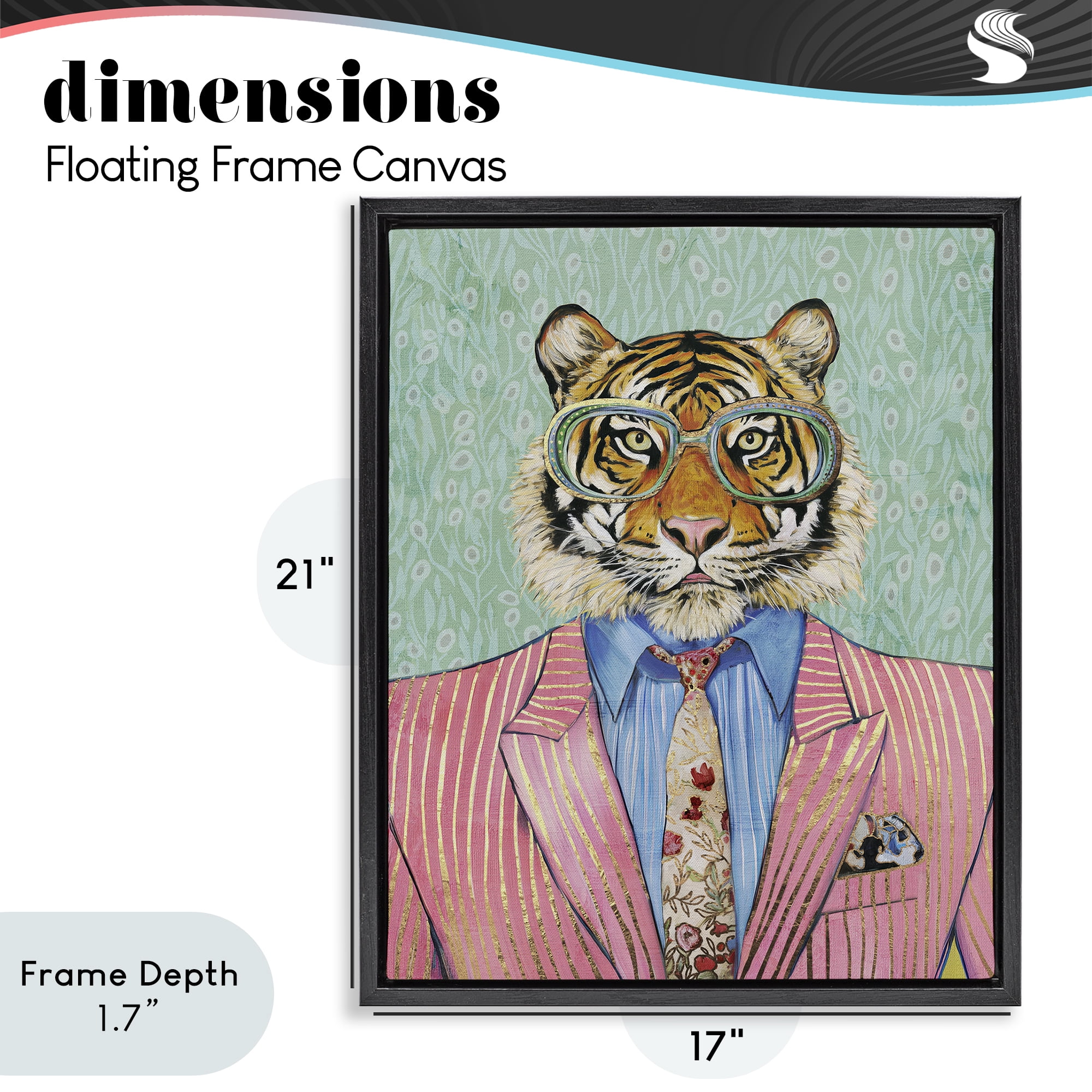 Stupell Industries Sharp Tiger Outfit Black Framed Floater Canvas Wall Art, design by Svetlana Aleynikova