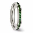 thumbnail image 4 of Stainless Steel 4mm May Green CZ Ring, 4 of 6