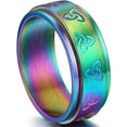 thumbnail image 1 of ORUYROP Men Vintage Celtic Rings, Can Engrave, Stainless Steel/Gold Plated/Black (Send Gift Box), 1 of 7