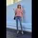 thumbnail image 1 of Camiseta Holgada Informal de Color Liso con Cuello en V para Mujer, Corta, Rosa, Talla M, 1 of 10