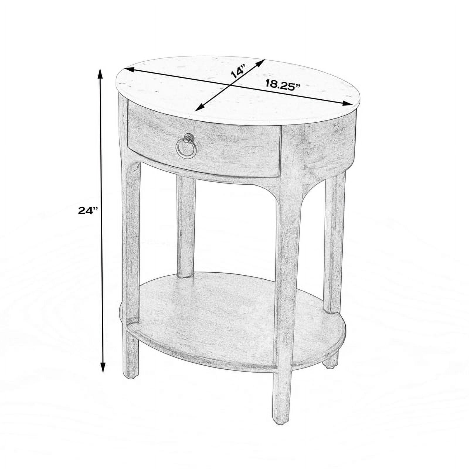 Butler Specialty Ellen 18.25"W Oval Marble & Wood Nightstand - Brown