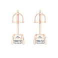 thumbnail image 4 of 1.5 Ct Princess Cut Studs White Sapphire 18K Rose Solid Solid Gold Everyday Dainty Earrings Screw Back, 4 of 7