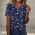 thumbnail image 2 of MaFYtyTPR Summer Printed Tops for Women Plus Size Fashion Short Sleeves Round Neck Casual Blouses Womens V-neck T-shirts Navy XXXL, 2 of 5