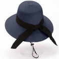 thumbnail image 4 of Beach Sun Straw Hats for Women Sun Protection Wide Brim Summer Straw Hat Color Navy Size One Size, 4 of 6