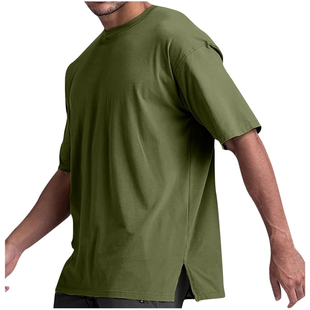 Camisas de Manga Larga para Hombres Color Sólido Casual Cuello Redondo Blusa, Ligero Top de Algodón de Imitación para el Hogar, Diario Y Cuatro Estaciones de Uso