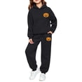 thumbnail image 4 of JAJAHO Kids Sweatsuits 2 Piece Halloween Outfits Sizes 2-13 Pumpkin Print Hoodie And Sweatpants Set Fall Winter Tracksuits, 4 of 4