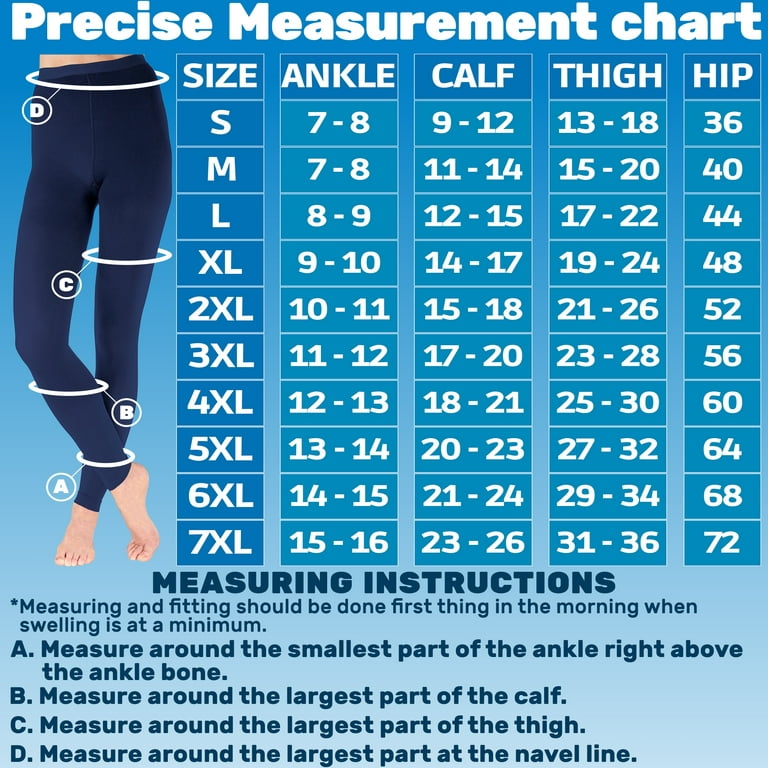 Womens Compression Footless Tights for Lymphedema 20-30mmHg - Navy