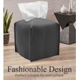 thumbnail image 4 of Tissue Box Cover, Square Decorative PU Leather Tissue Box Holder Modern Tissue Case Facial Paper Organizer Dispenser for Bathroom, Vanity Countertop,Night Stand, Desk, Car 5X5X5'' | Dark Gray, 4 of 11