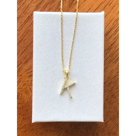 1Ct Round Cut Lab-Created Diamond Letter "K" Pendant 14K Yellow Gold Plated