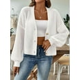 thumbnail image 6 of Women'S Cardigan Sweaters 2025 Fall Open Front Oversized Button V Neck Loose Soft Knit Outwear White XL, 6 of 8