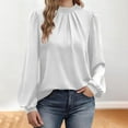 thumbnail image 4 of WMTBSRSW Womens Smock Neck Long Sleeve Tops Fall Dressy Casual Front Pleated Blouses Business Work Shirts Fashion Clothes Trendy Outfits White Medium, 4 of 5
