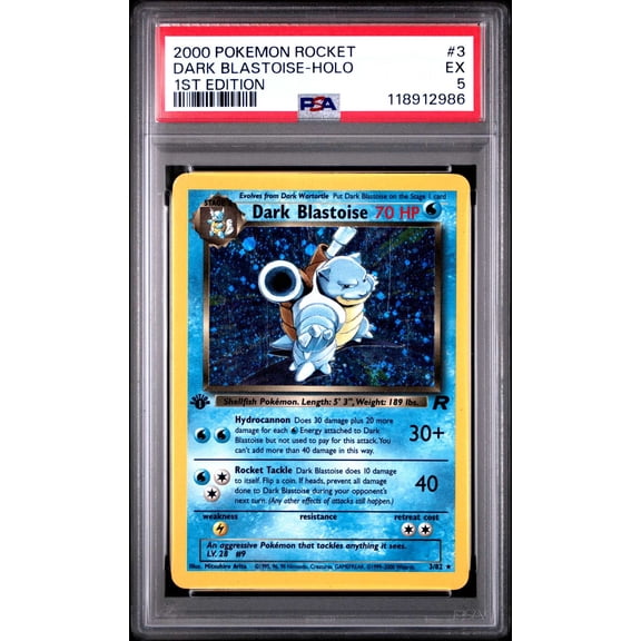 Collectible Graded 2000 Pokemon Rocket Dark Blastoise Holo 1st Edition PSA 5 #3 Trading Card