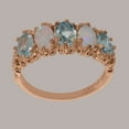 thumbnail image 3 of LBG British Made 14k Rose Gold Natural Aquamarine & Opal Womens Eternity Ring - 33 size options - Size 11.25, 3 of 8