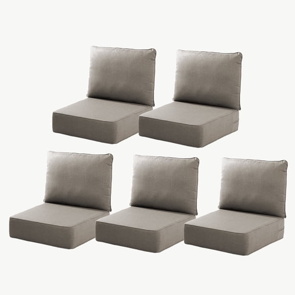Joyofarm 24" x 22" x 6" Outdoor Chair Cushions for Patio Furniture, Deep Seat and High Back for Patio Rocking Dining Chair and Couch, Gray (Set of 5)
