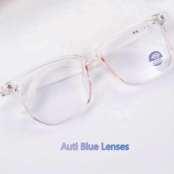 2025 Women's Transparent Frame Smart Glasses | Anti-Blue Light | Magnetic Charging | Voice Assistant