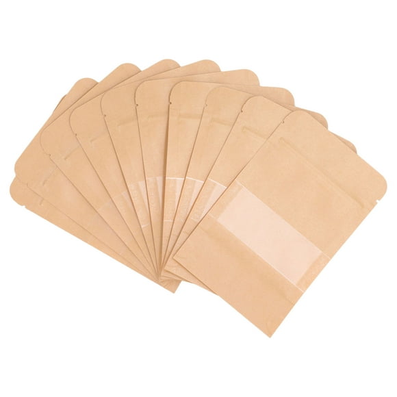 Bolsa de papel, 200 piezas Bolsa de pie Bolsa resellable Bolsa con cremallera de papel Kraft Ultra sensible