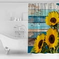 thumbnail image 3 of Shower Curtain Farmhouse Sunflowers Leaves Waterproof Shower Curtain Set with Hooks for Bathroom Showers,Stalls and Bathtubs,54x78In Vintage Blue Wood Grain, 3 of 8