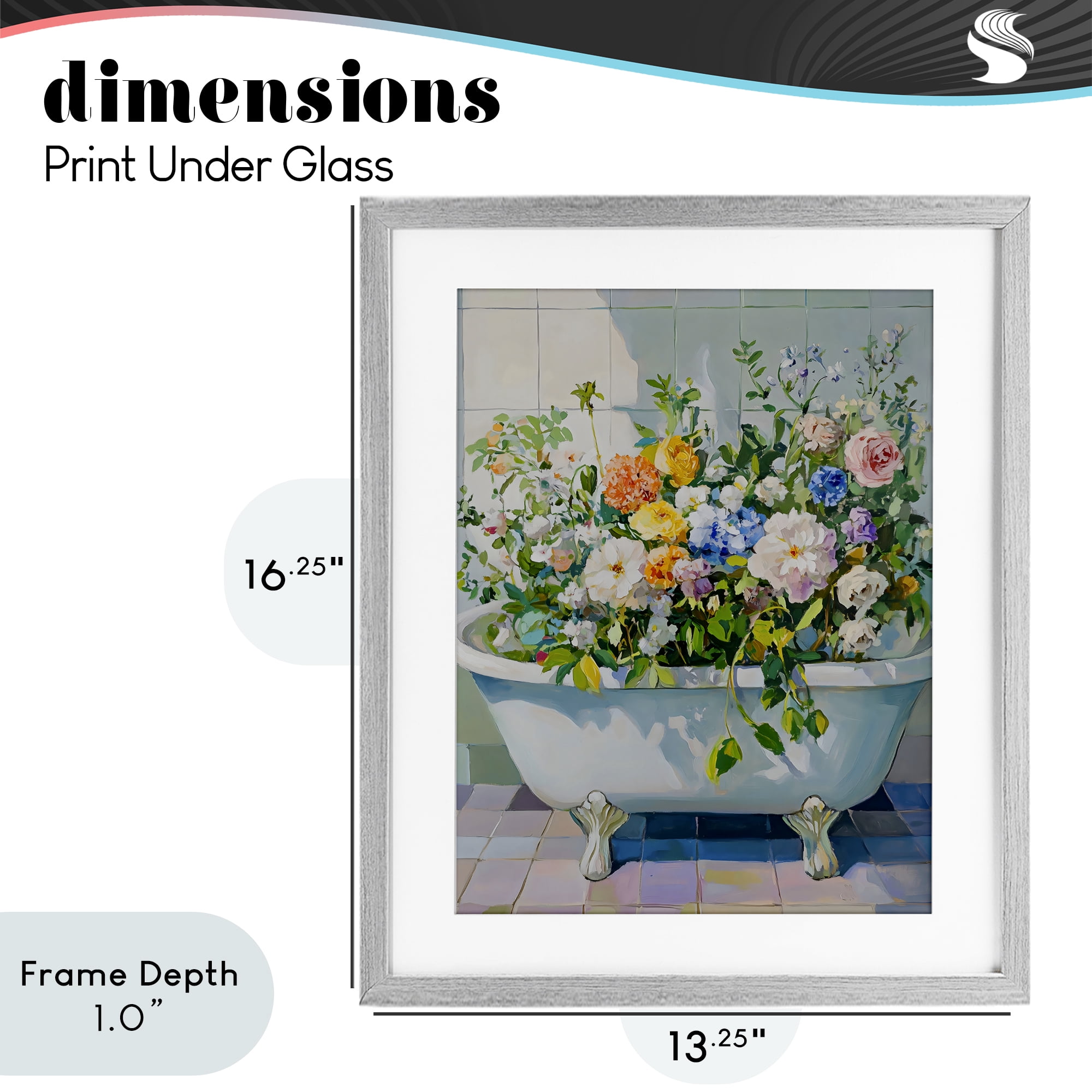 Stupell Industries Vintage Bathtub Bouquet Overgrowth Gray Framed Print Under Glass, design by The Prints Vibe