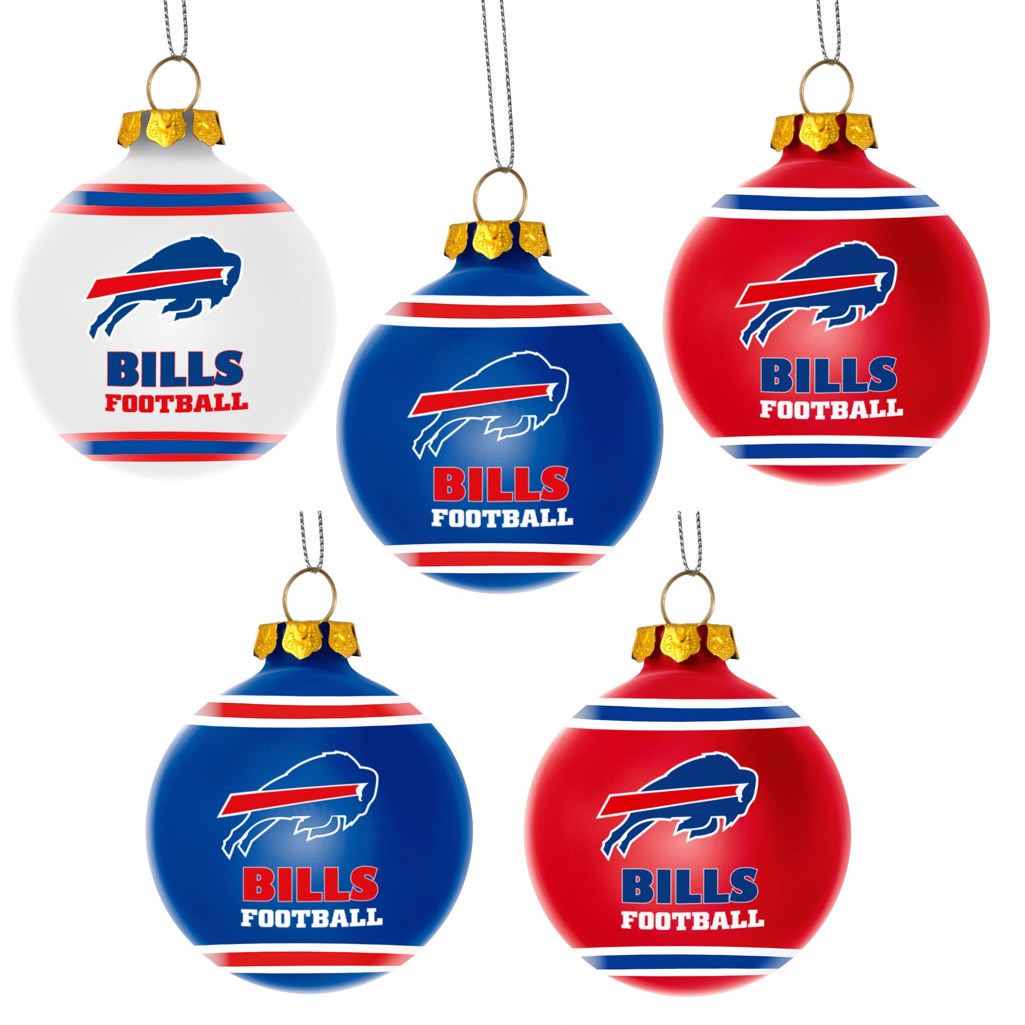 Forever Collectibles NFL 5Pack Shatterproof Ball Ornaments, Buffalo