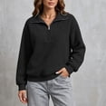 thumbnail image 6 of Wome's Half Zip Sweatshirt - Casual Fleece Patchwork Long Sleeve Pullover Tops - Fall Comfy Versatile Sweatshirt, 6 of 8