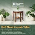 thumbnail image 2 of All Things Cedar Wood Half Moon Accent Console Table, Storage Shelf, Cherry, 2 of 9