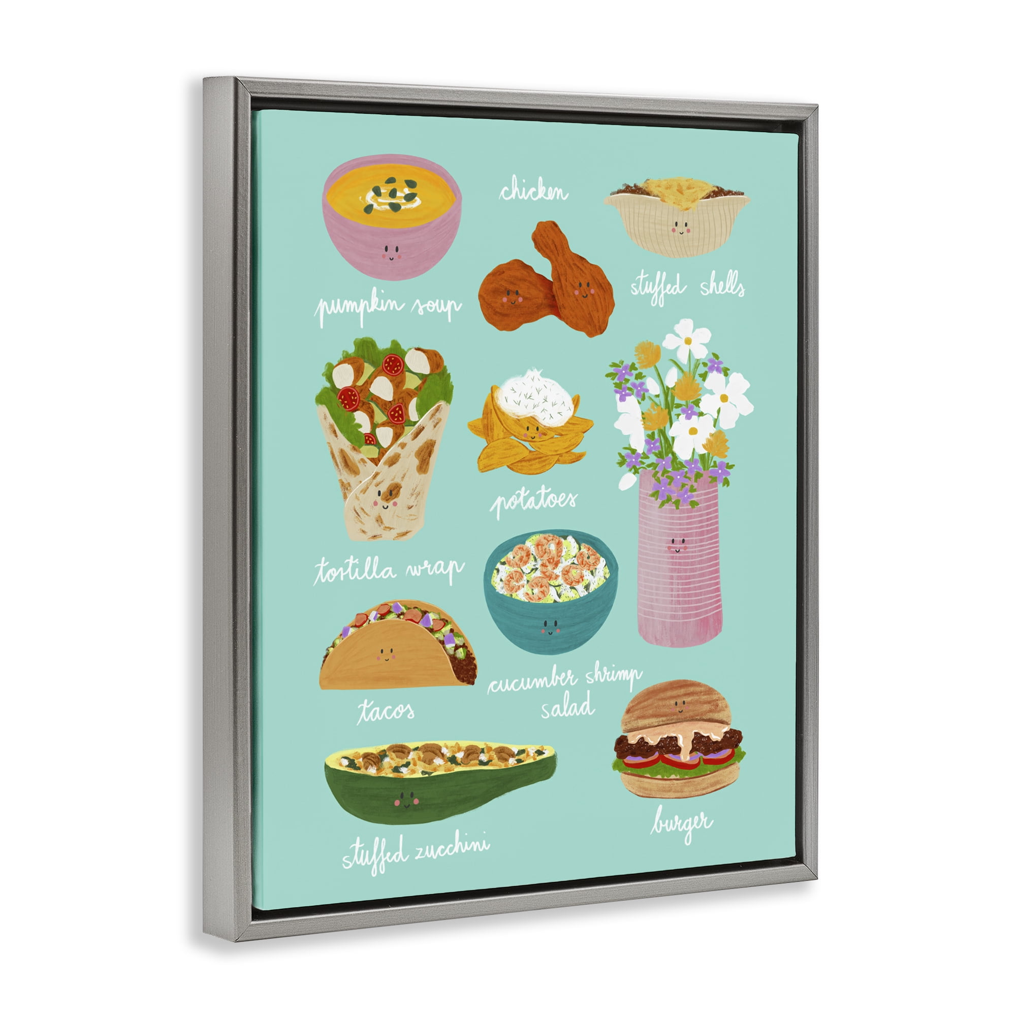 Stupell Industries Gourmet Lunch Food Collection Gray Framed Floater Canvas Wall Art, design by Metka Hiti