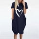 thumbnail image 1 of Puntoco Vestido De Manga Corta Con Cuello En V, Vestido Casual Suelto Con Estampado De Amor Para Mujer Azul Marino Xl, 1 of 5