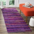 thumbnail image 2 of SAFAVIEH Rag Petar Striped Cotton Runner Rug, Purple/Multi, 2'3" x 7', 2 of 8