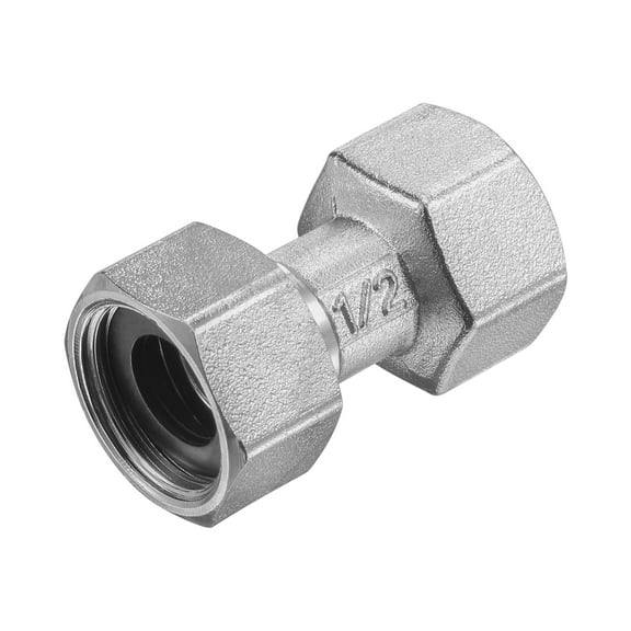 Pipe Fitting Union G1/2 Female Thread 2 Way Straight Hose Connector Adapter Nickel-Plated Copper