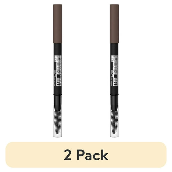 (2 pack) Maybelline Tattoo Studio 36HR Pigment Brow Pencil, Deep Brown