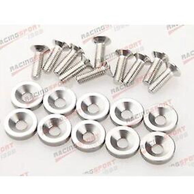 10pcs Aluminum Black Fender/Bumper/Washer Bolt Engine Bay Dress Up~4775