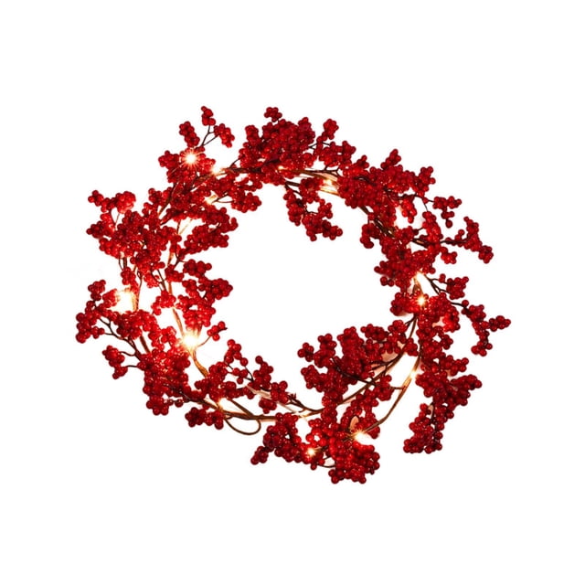 Guirnalda navideña perfecl de frutos rojos decoración para fiestas con luz