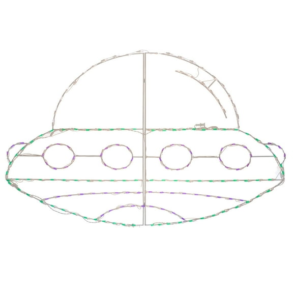 HOLIDYNAMICS LED Alien Spaceship Halloween Yard Decorations - 65in Outdoor Metal Framed Display