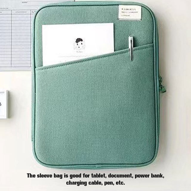 facefd Tablet Sleeve Bag Laptop Pouch Soft Computer Handbag Notebook Keyboard Storage Zipper Closure Mouse Organizer Business Green 11inch